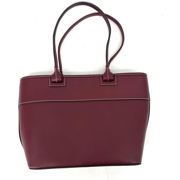 Dooney & Bourke NEW Women's Dark Red Leather Shoulder Bucket Bag Rigid Claret